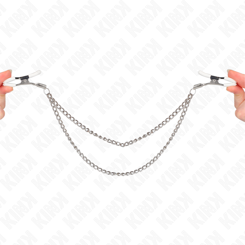 Kink - pinze per capezzoli con 2 catene sottili argento 20/23 cm