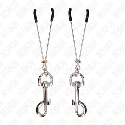 Kink - pinza per capezzoli a gancio sottile argento 7 cm