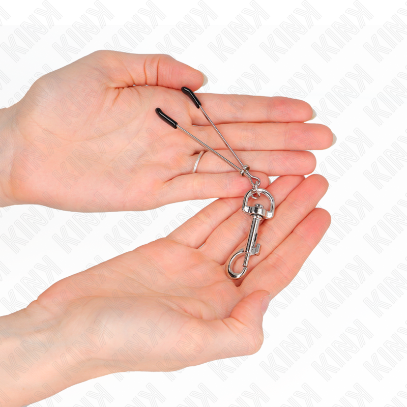 Kink - pinza per capezzoli a gancio sottile argento 7 cm