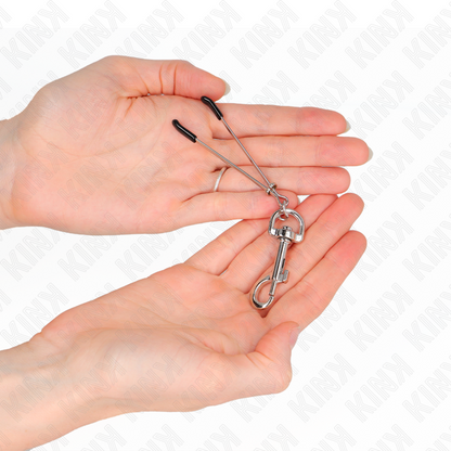 Kink - pinza per capezzoli a gancio sottile argento 7 cm