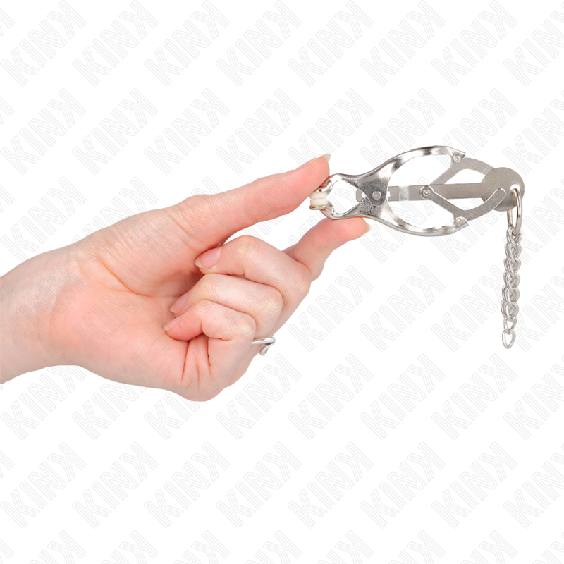 Kink - pinze per capezzoli trifoglio giapponese con catenine argento
