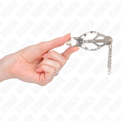 Kink - pinze per capezzoli trifoglio giapponese con catenine argento