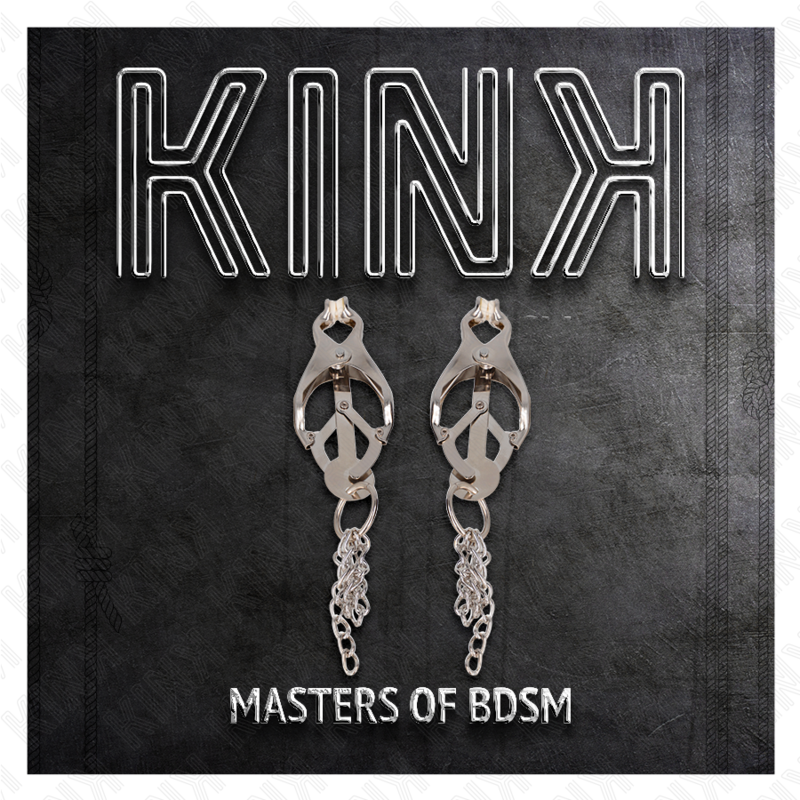 Kink - pinze per capezzoli trifoglio giapponese con catenine argento