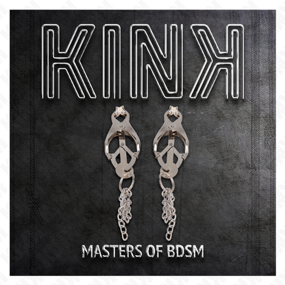 Kink - pinze per capezzoli trifoglio giapponese con catenine argento