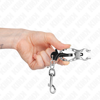 Kink - pinze per capezzoli trifoglio giapponese con ganci argento