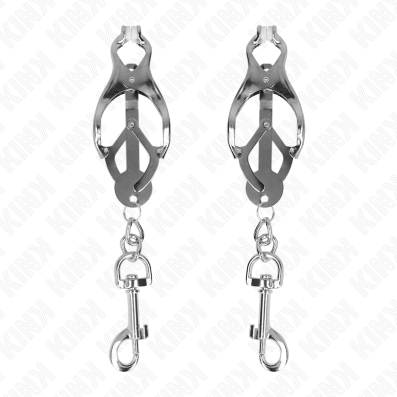 Kink - pinze per capezzoli trifoglio giapponese con ganci argento
