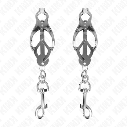 Kink - pinze per capezzoli trifoglio giapponese con ganci argento