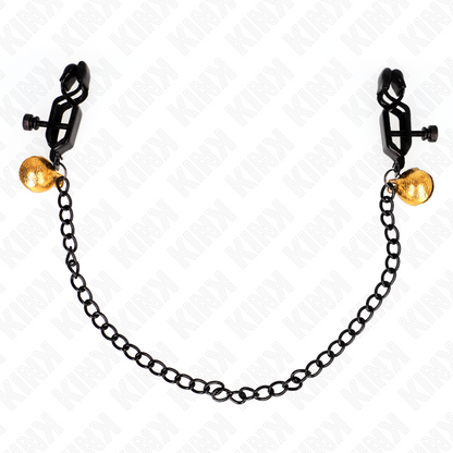 Kink - pinze per capezzoli a catena piatta e campana argento 30 cm