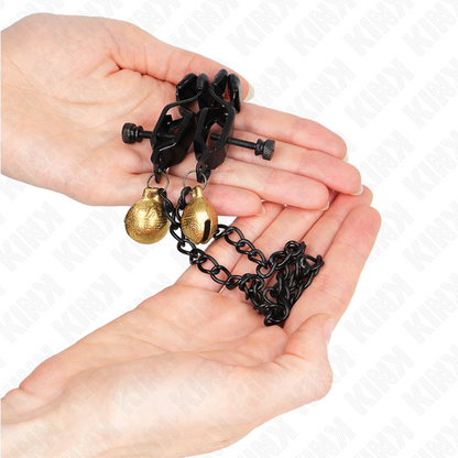 Kink - pinze per capezzoli a catena piatta e campana argento 30 cm