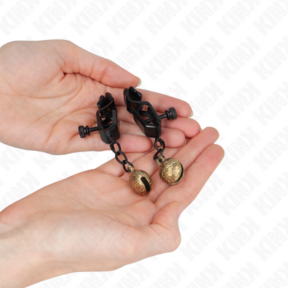 Kink - morsetti per capezzoli stile bell jaw nero 7 cm