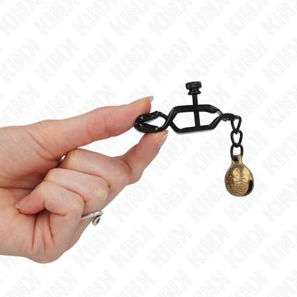 Kink - morsetti per capezzoli stile bell jaw nero 7 cm