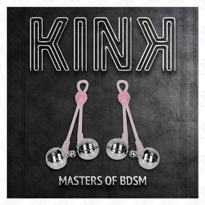 Kink - pinze per capezzoli teschio luminoso con anello campanelli regolabili rosa/argento