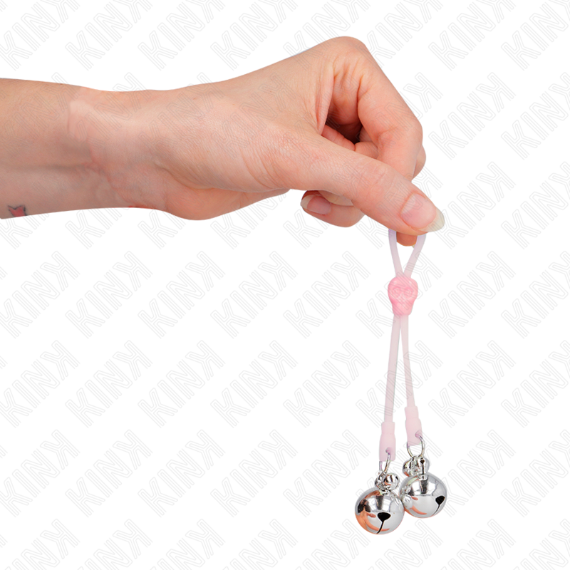 Kink - pinze per capezzoli teschio luminoso con anello campanelli regolabili rosa/argento