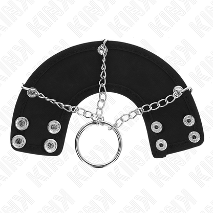Kink - anello per pene catena 4 cm metallo 7 cm con cintura in pelle