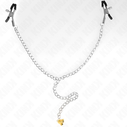 KINK - PINCES À TÉTONS À CHAÎNE AVEC PENDENTIF EN CORNE 30 CM