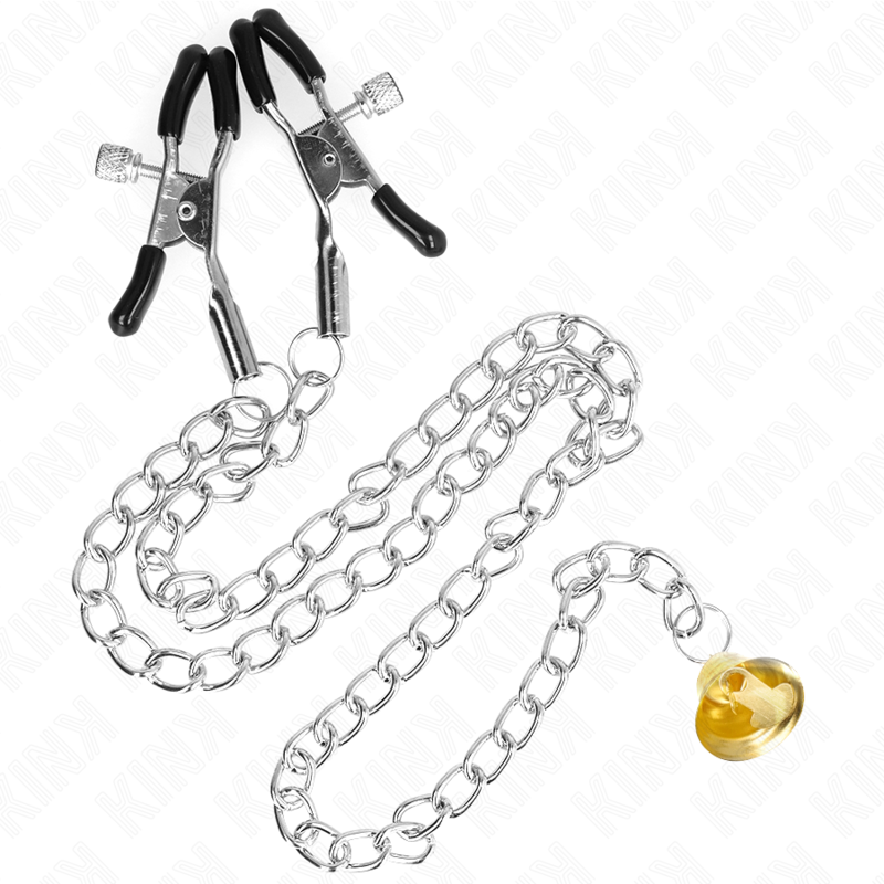 KINK - PINCES À TÉTONS À CHAÎNE AVEC PENDENTIF EN CORNE 30 CM
