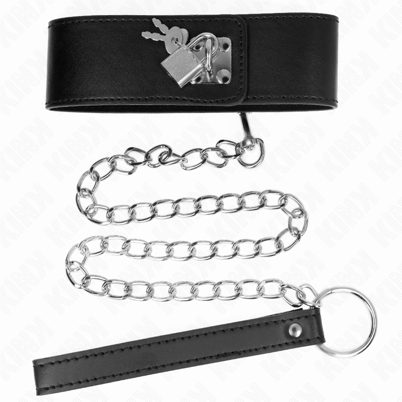 KINK - COLLIER CEINTURE 65 CM AVEC LARGE SANGLE NOIRE RÉGLABLE 33,5-41 CM X 5 CM