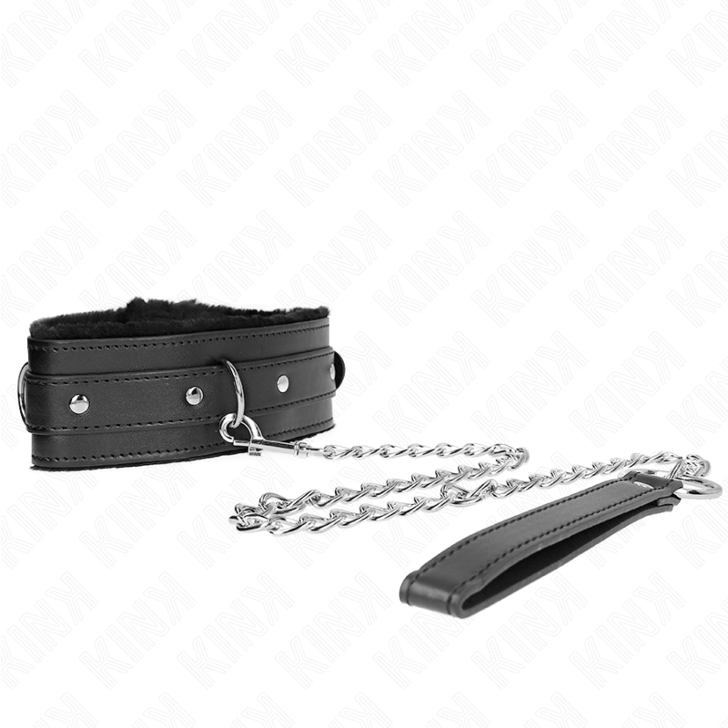 Kink - collier avec laisse 65 cm avec restrictions noir 36-42 cm x 5,5 cm