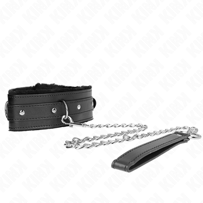 Kink - collier avec laisse 65 cm avec restrictions noir 36-42 cm x 5,5 cm