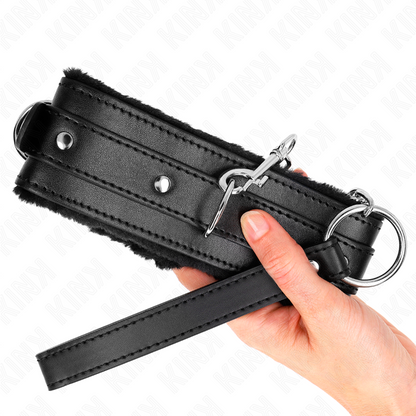 Kink - collier avec laisse 65 cm avec restrictions noir 36-42 cm x 5,5 cm