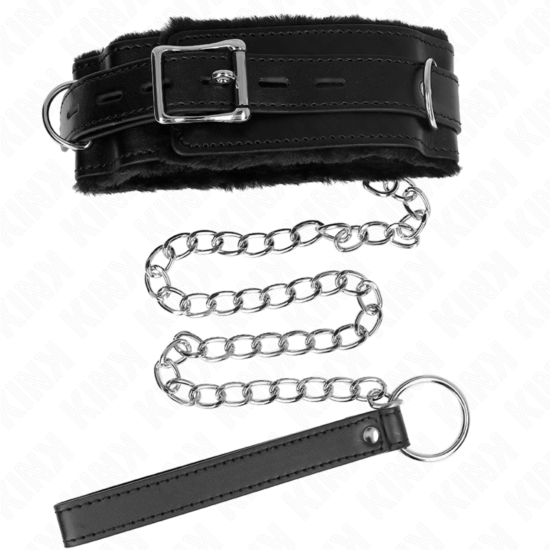Kink - collier avec laisse 65 cm avec restrictions noir 36-42 cm x 5,5 cm