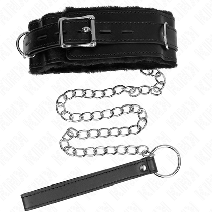 Kink - collier avec laisse 65 cm avec restrictions noir 36-42 cm x 5,5 cm