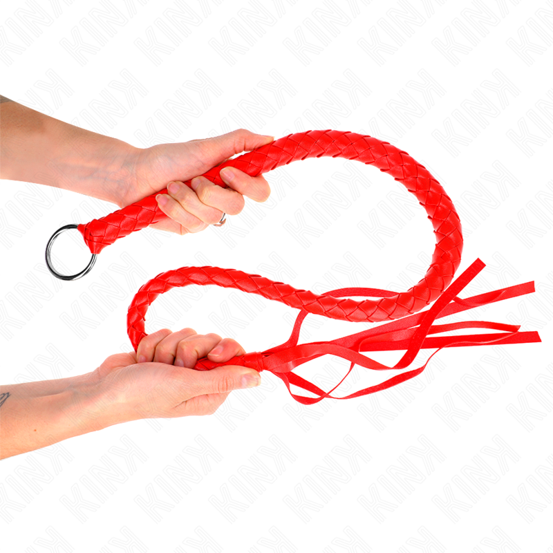 Kink - frusta serpente con anello mano rosso 65 cm