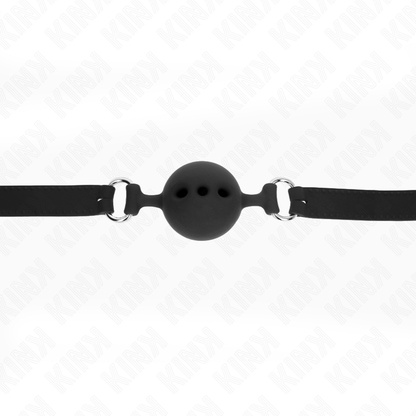 Kink - bavaglio in silicone intero 55 x 2 cm con sfera da 5 cm misura l nero regolabile 35-51 cm