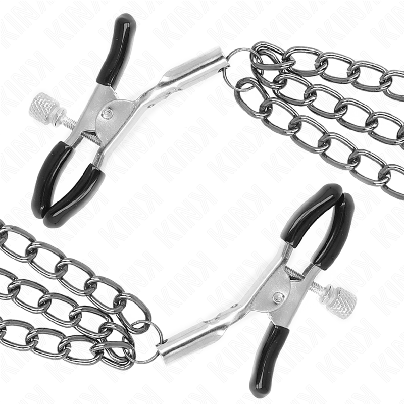 Kink - pinze per capezzoli con 3 catene nere 20/23/28 cm