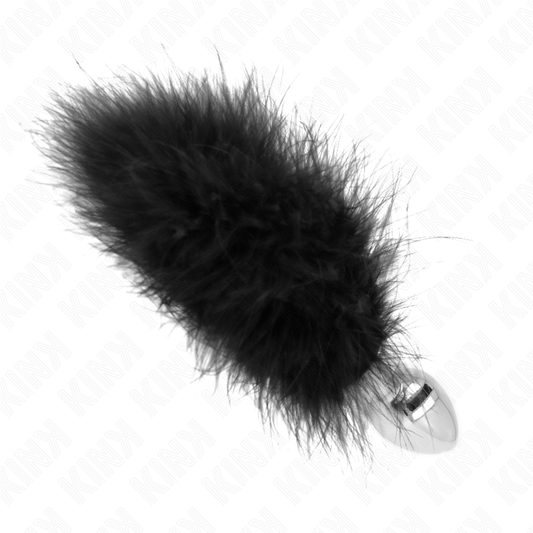 Kink - plug anale in acciaio inossidabile 11 x 7 cm con piuma 11 cm