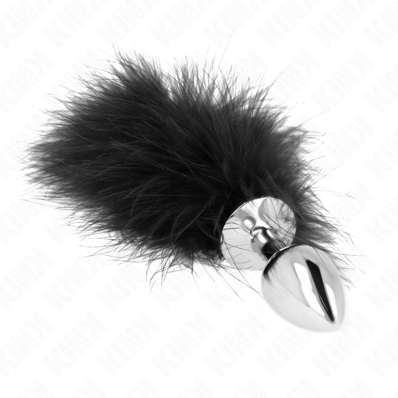 Kink - plug anal en acier inoxydable 11 x 7 cm avec plume 11 cm