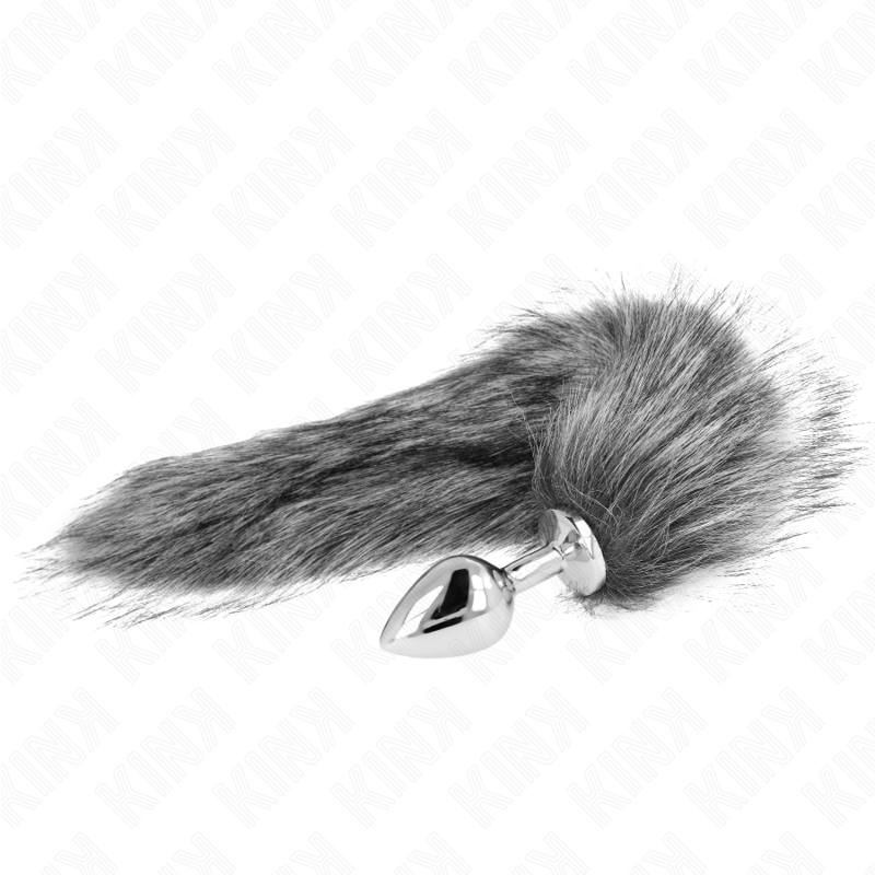 Kink - plug anale misura m 8 x 3,5 cm con coda sintetica 40 cm grigio
