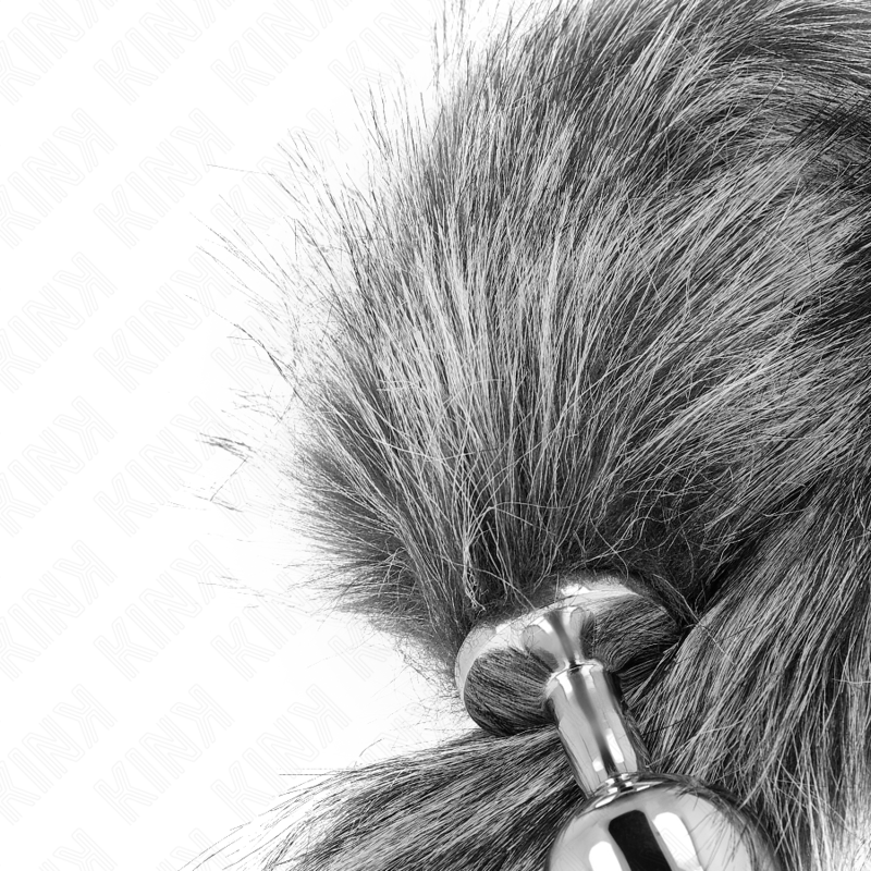 Kink - plug anale misura m 8 x 3,5 cm con coda sintetica 40 cm grigio