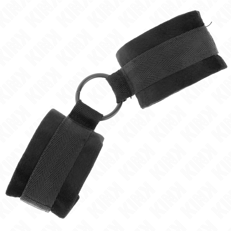 Kink - polsini in pelliccia per principianti 25 cm con o-ring 4 cm nero regolabile 15-25 cm
