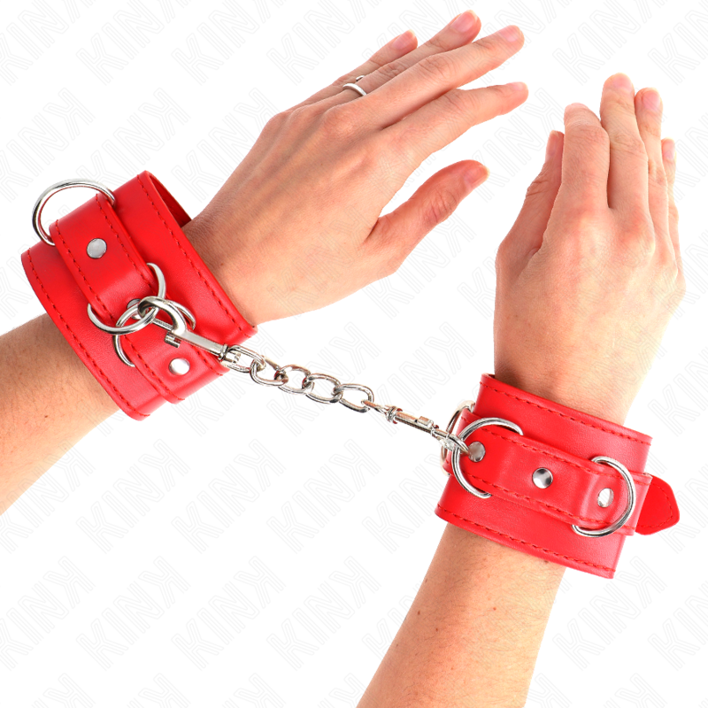 Kink - Sangle de contention de poignet avec 3 anneaux en D réglable rouge 17,5-25 cm x 6 cm