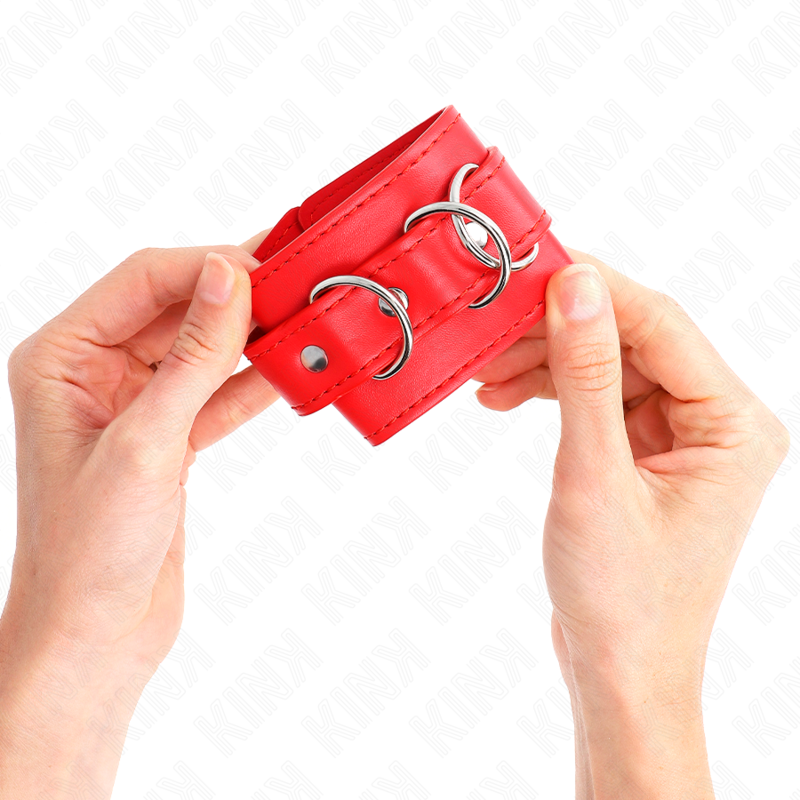 Kink - Sangle de contention de poignet avec 3 anneaux en D réglable rouge 17,5-25 cm x 6 cm