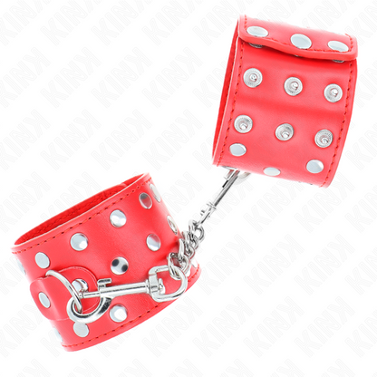 Kink - resistenza da polso con chiusura a scatto completa di rivetti rosso regolabile 19-24 cm x 5,5 cm