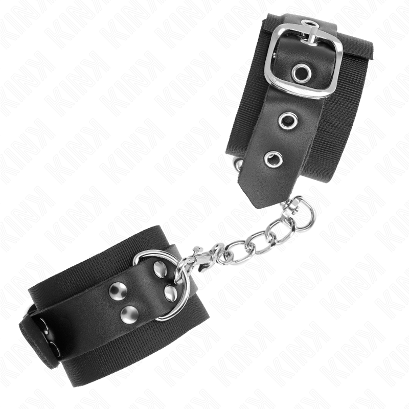 Kink - resistenza da polso in nylon nero con cintura in pelle nera regolabile 19-29 cm x 5,1 cm