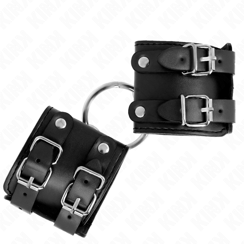 Kink - polso fisso con anello e borchie regolabile nero 17-22 cm x 6,5 cm