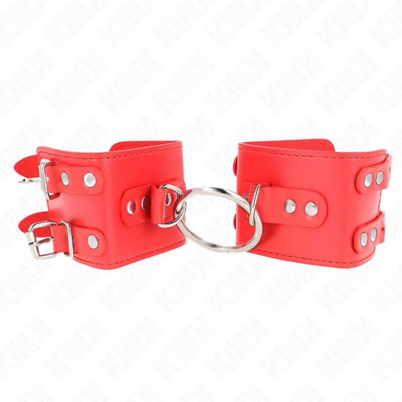 Kink - polso fisso con anello e borchie regolabile rosso 17-22 cm x 6,5 cm