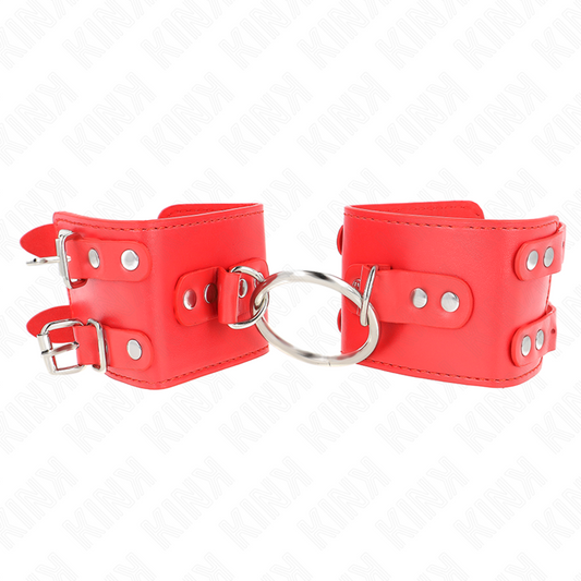 Kink - polso fisso con anello e borchie regolabile rosso 17-22 cm x 6,5 cm