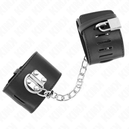 Kink - polso fisso con catena 30 cm e chiusura lucchetto nero regolabile 16-23 cm x 5,5 cm