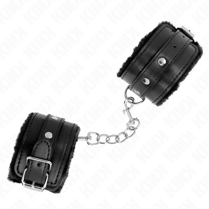 Kink - resistenza da polso premium foderata in pelliccia nera con cintura nera regolabile 17-29 cm x 6 cm