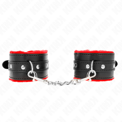 Kink - resistenza da polso premium foderata in pelliccia rosso con cintura nera regolabile 17-29 cm x 6 cm