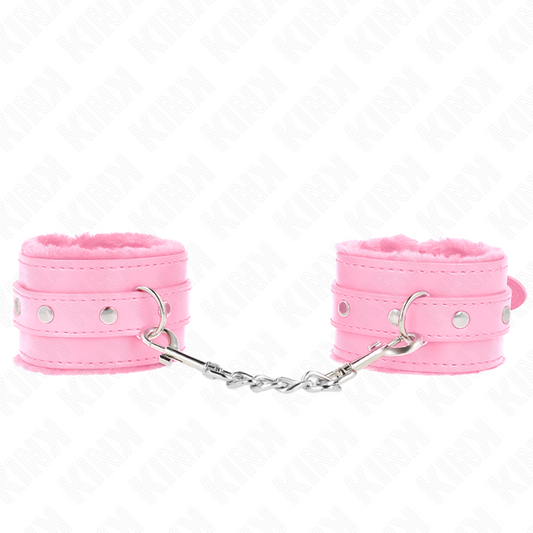 Kink - poggipolsi premium rivestiti in pelliccia rosa con cintura rosa regolabile 17-29 cm x 6 cm