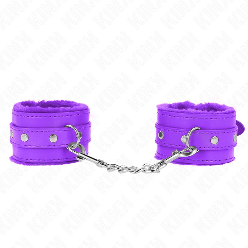 KINK - POGGIPOLSI PREMIUM REMBOURRÉS EN FOURRURE VIOLETTE AVEC CEINTURE VIOLETTE RÉGLABLE 17-29 CM X 6 CM