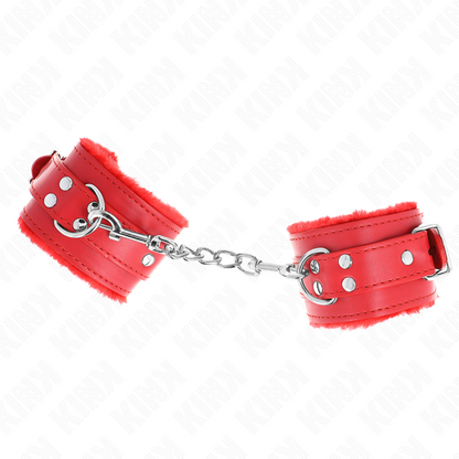Kink - resistenza da polso imbottita in pelliccia rosso con cintura rossa regolabile 17-29 cm x 6 cm