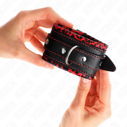 Kink - poggipolsi imbottiti in pelliccia rosso/nero regolabile 17-29 cm x 6 cm