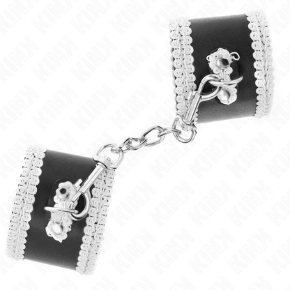 Kink - polso nero con pizzo decorato bianco regolabile 20-23 cm x 5,5 cm