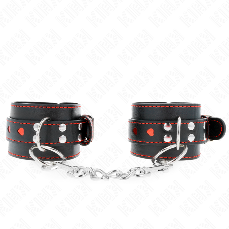 Kink - poignet noir avec incrustation cœur rouge réglable 21-28 cm x 5,5 cm